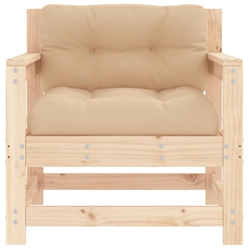 2 pcs Solid Wood Pine Patio Chairs with Cushions C6847