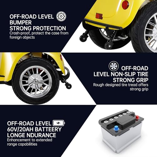 800W Motor 60V20Ah Battery 500lbs Weight Capacity Electric Wheelchair P185
