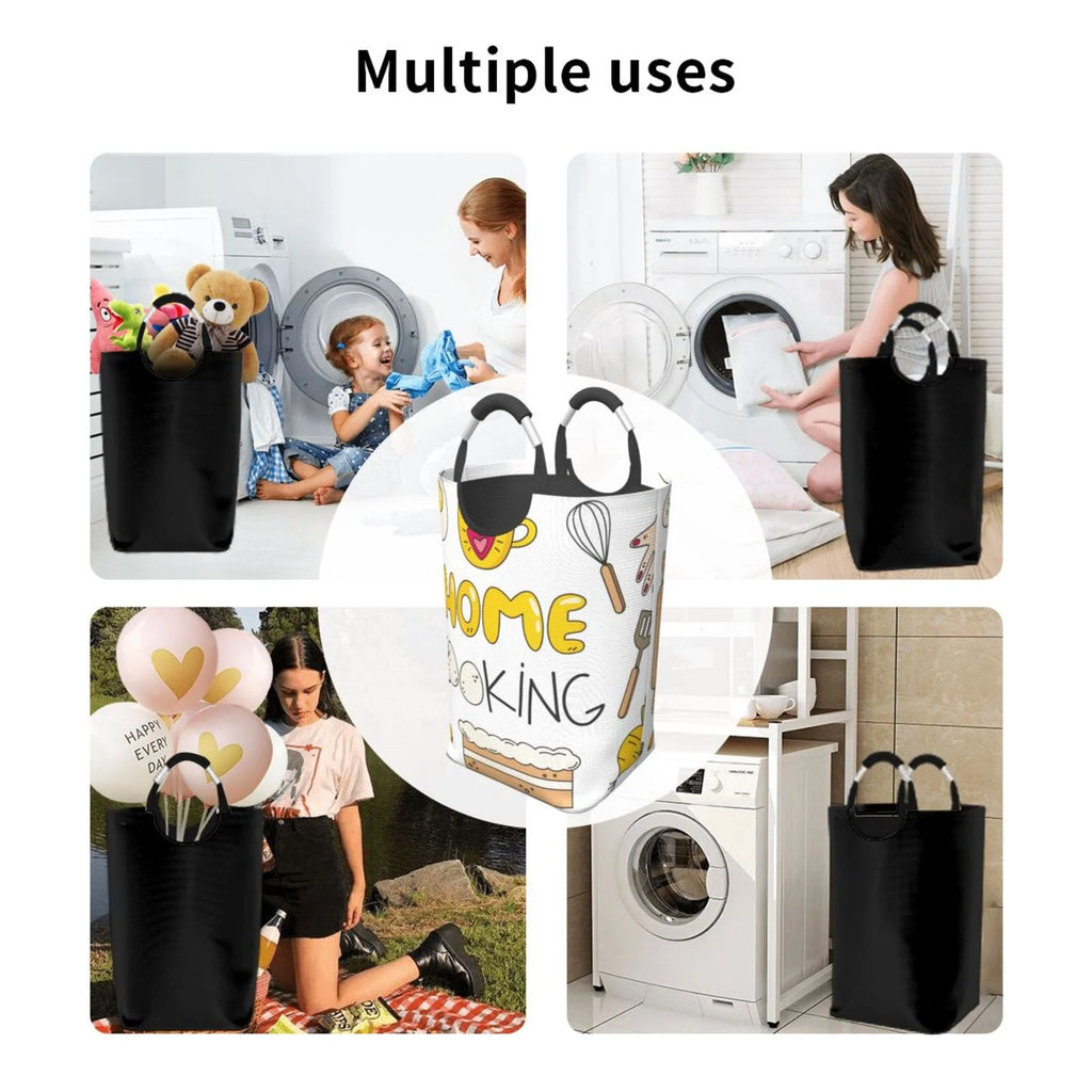 Large Canvas Fabric Collapsible Laundry Hamper H5979