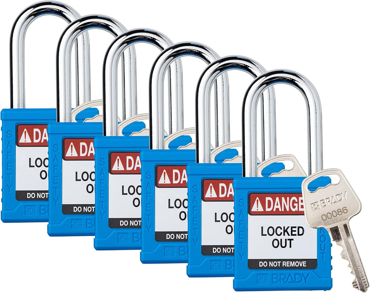 6 Pack Orange Keyed Different Safety Lockout Padlocks K358