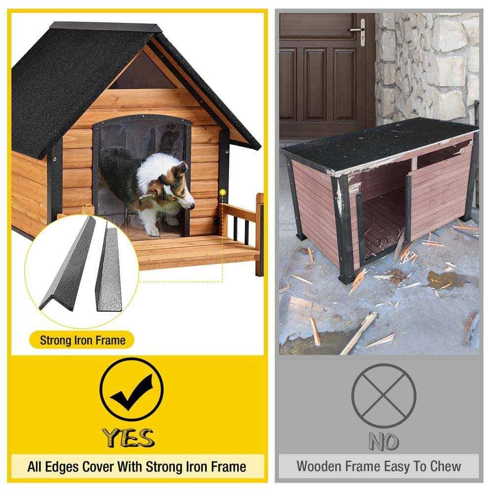 Outdoor Dog House with Porch Iron Frame W666