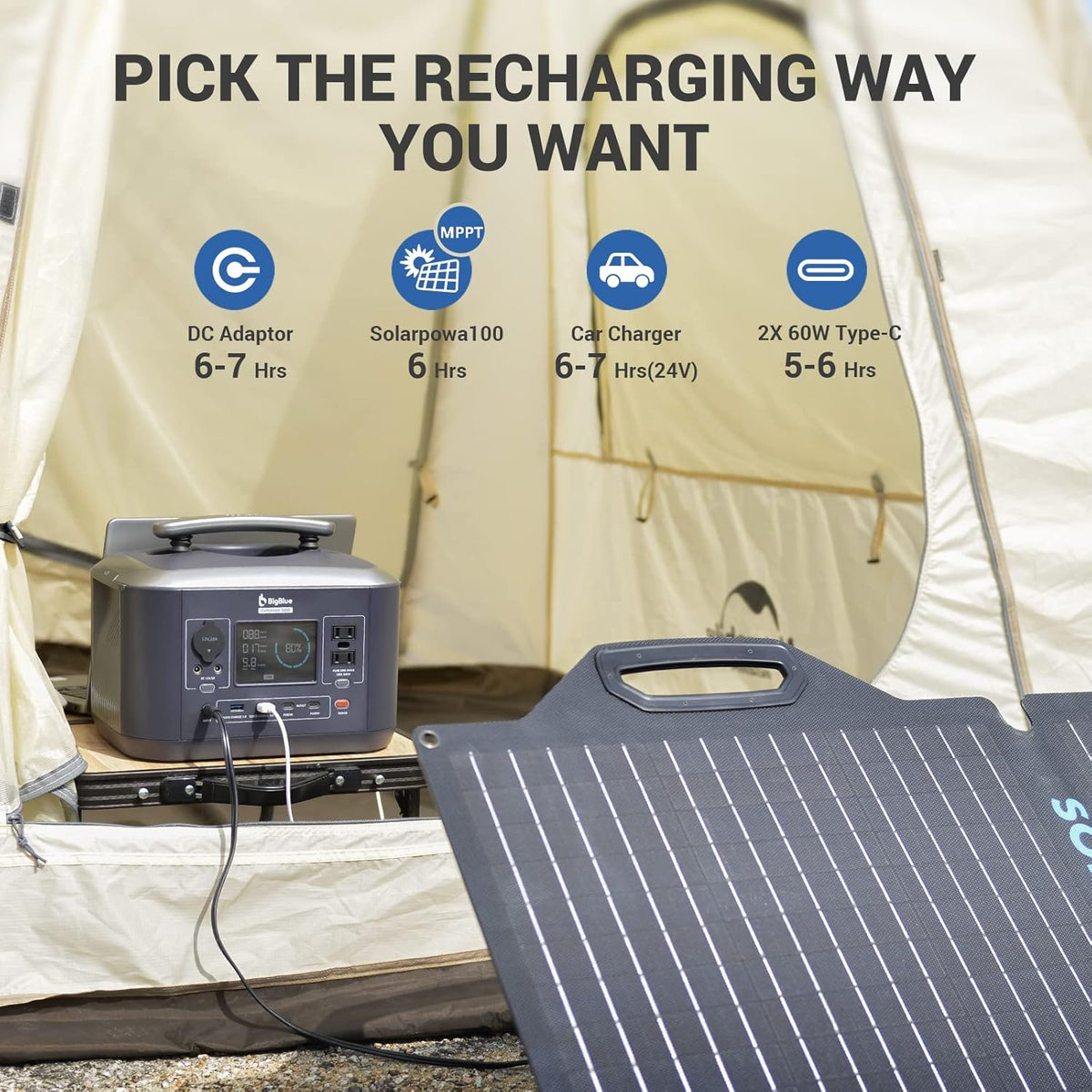 Solar Generator 537.6Wh with Panels, IP65 Waterproof, Fast Charge Power Station Q76861