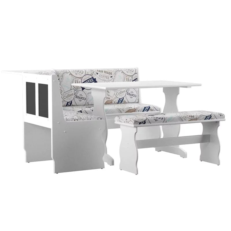 White Wood Corner Dining Set Z1882
