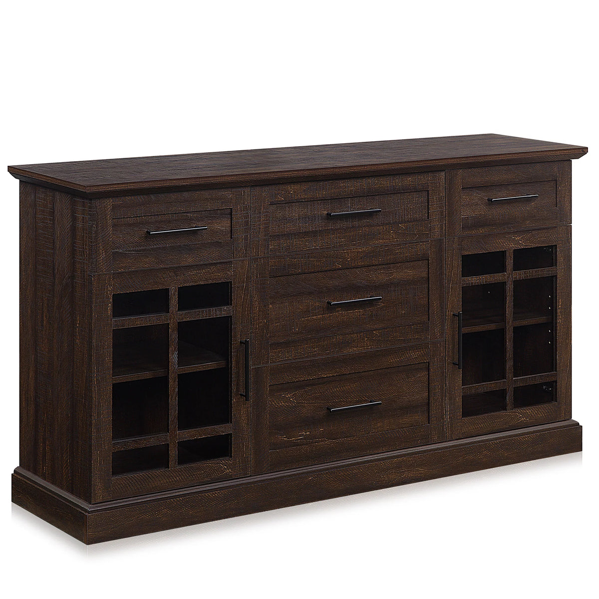 Espresso Sideboard Buffet Console Table with Drawers and Adjustable Shelves X13710