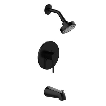 Matte Black Tub and Shower Faucet with Rough-In Valve T98930