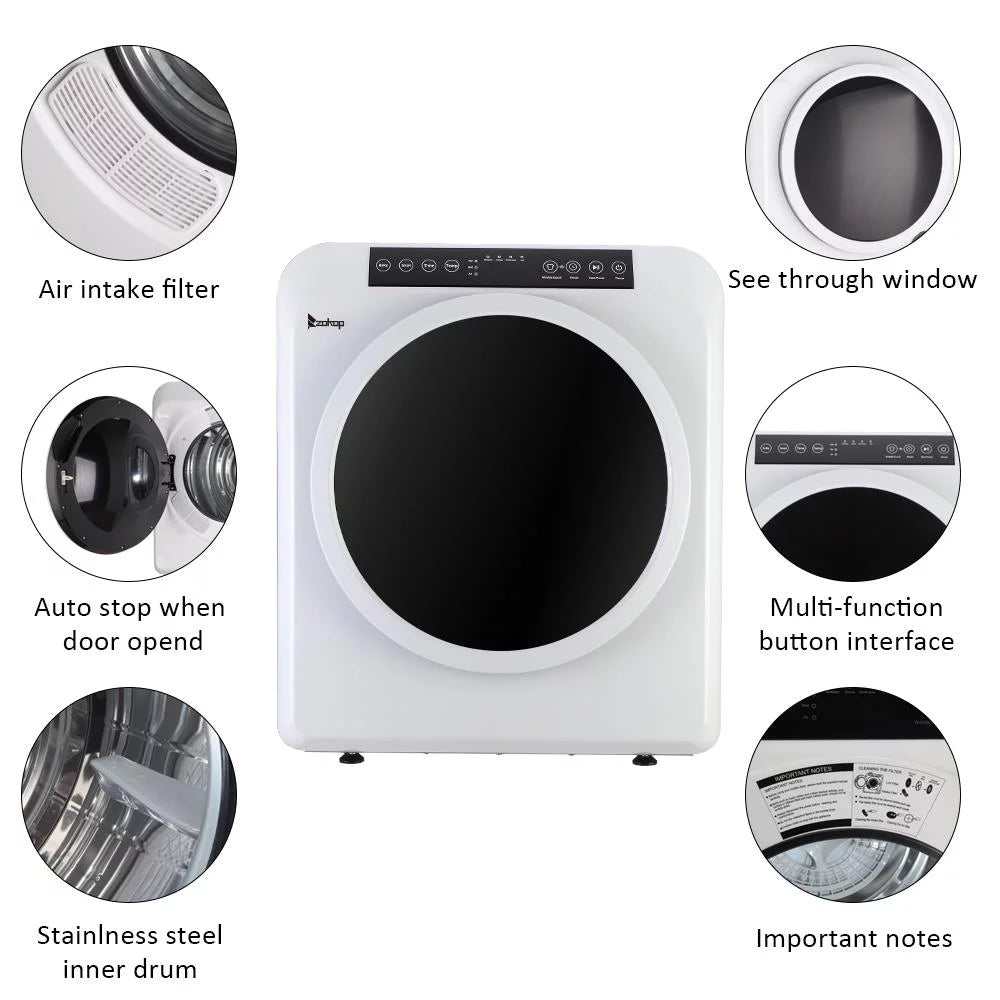 White 13lbs Capacity Stainless Steel Electric Clothes Dryer W56721