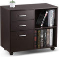 White Oak 2 Drawer Wood File Cabinet with Open Storage Shelves T2478