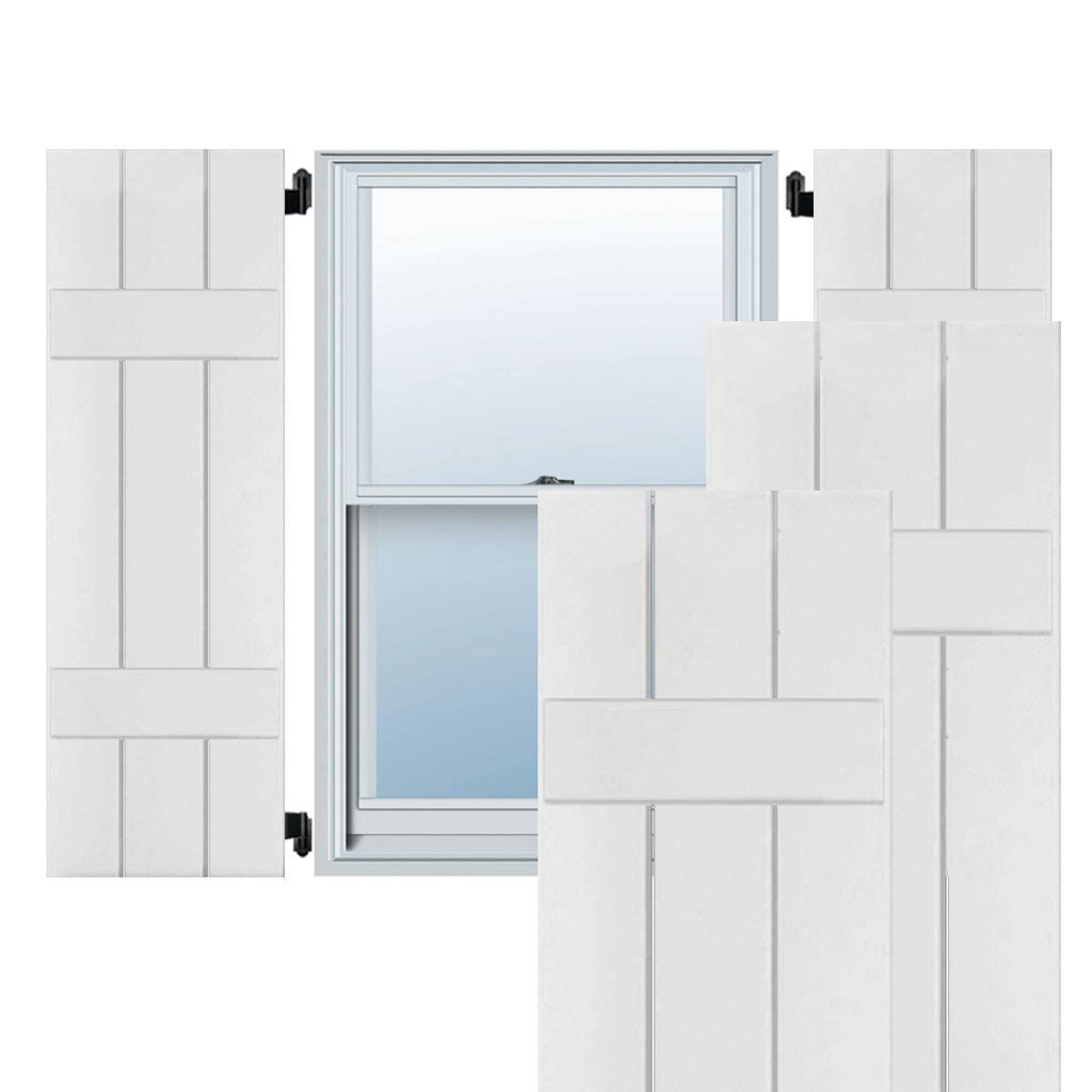12 in. x 44 in. Primed Real Wood Board and Batten Shutters Pair Q43473