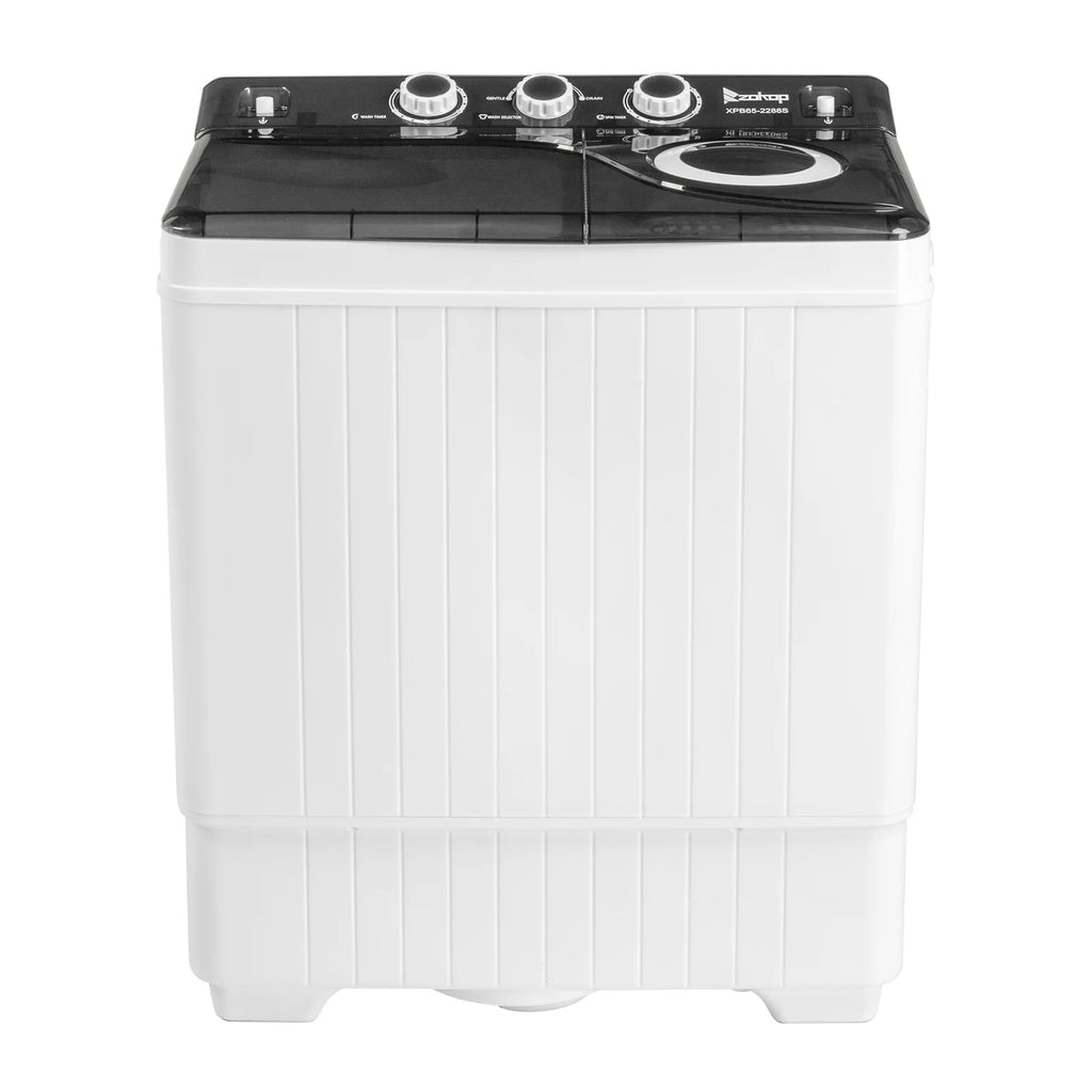 Semi-automatic Twin Tub Washing Machine with Built-in Drain Pump, 26Lbs, White&Black E880