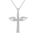 14K White Gold Holy Cross Necklace with Diamond Accents A156884