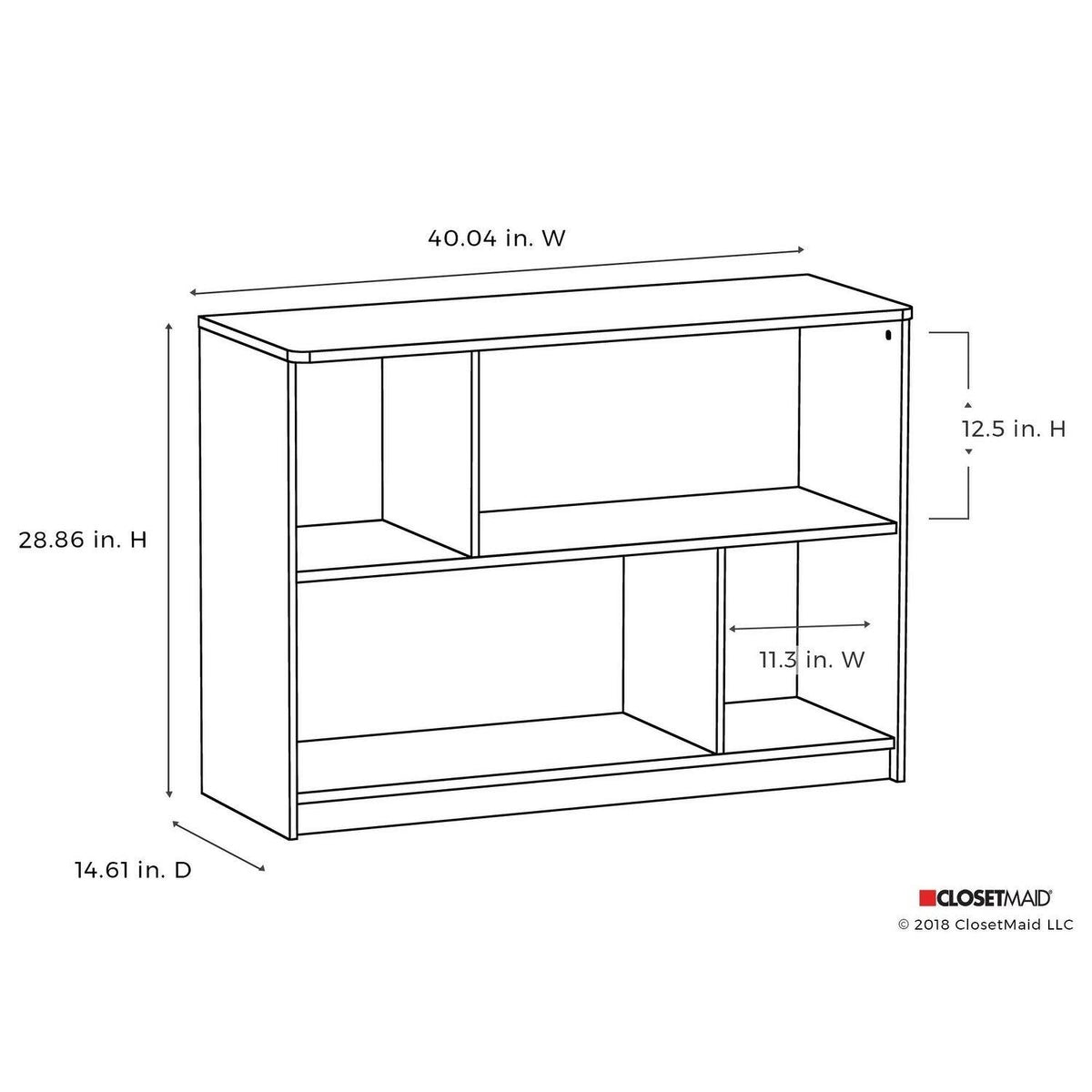White 2-Tier Offset Bookcase H566262