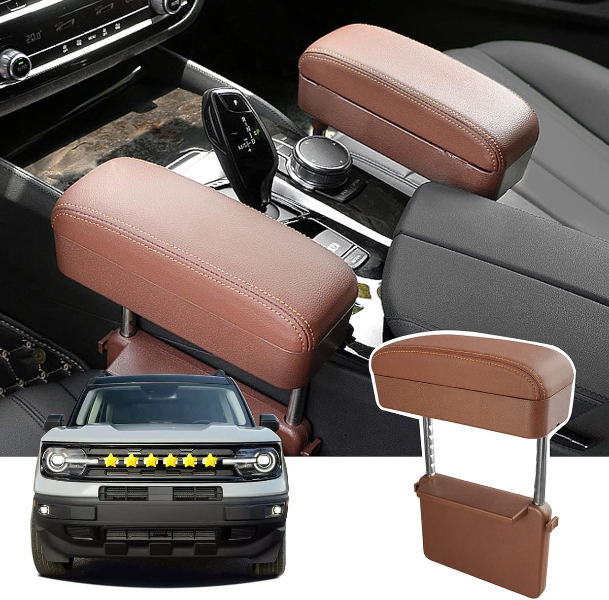 Brown Adjustable Height Armrest Pad Pack of 2 Q820813