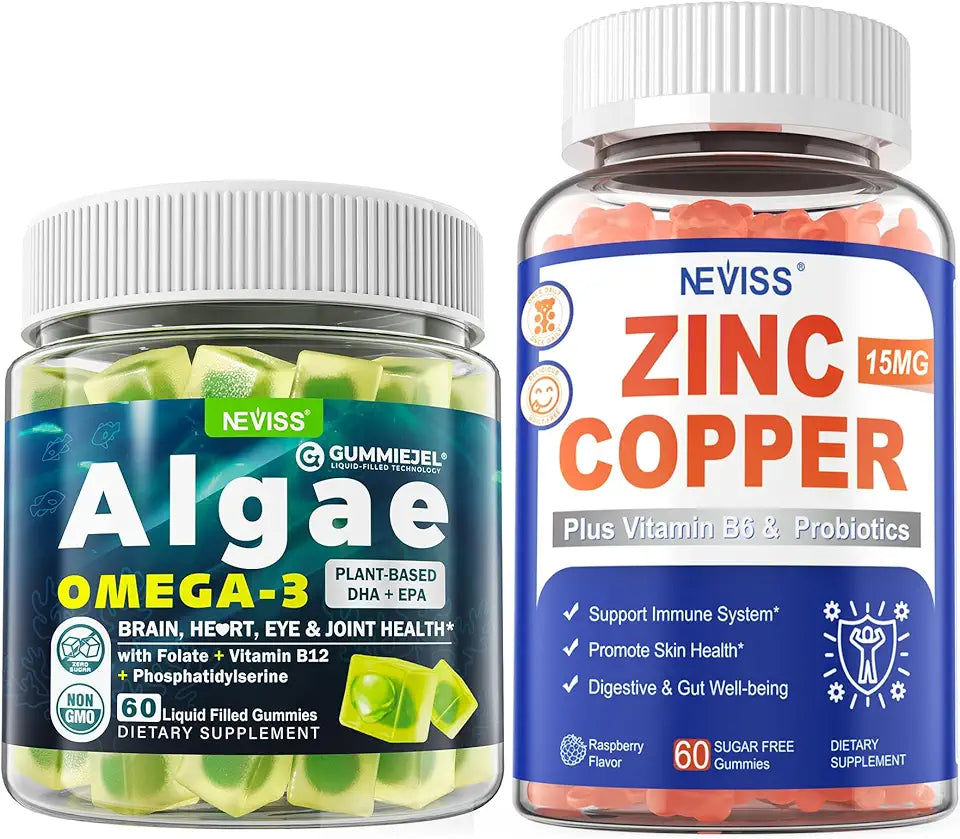 Vegan Omega 3 Gummies 1000mg + Zinc Copper Gummies P31714
