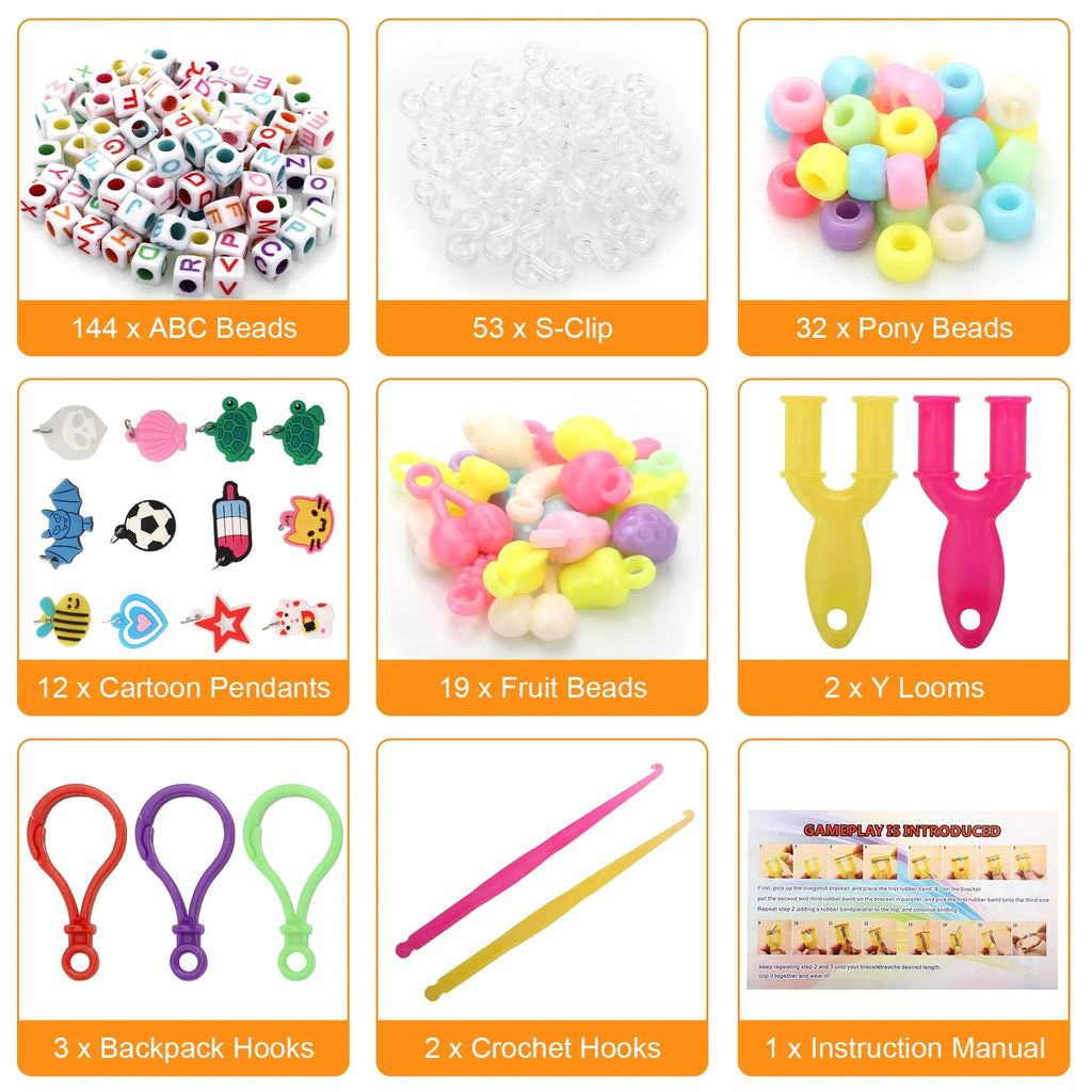2069pcs Loom Bands Kit 28 Colors Rubber Bands Bracelets Making Kit with Accessory D155625