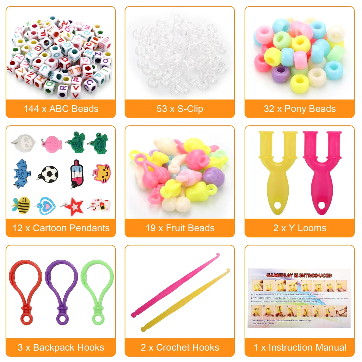 2069pcs Loom Bands Kit 28 Colors Rubber Bands Bracelets Making Kit with Accessory D155625