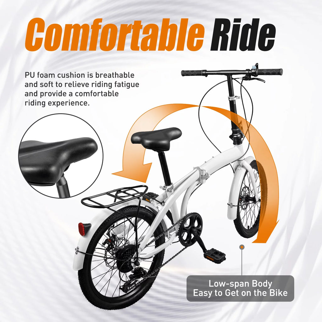20-inch Wheels 7 Speed Folding Bike High Carbon Steel Bicycle Z3925