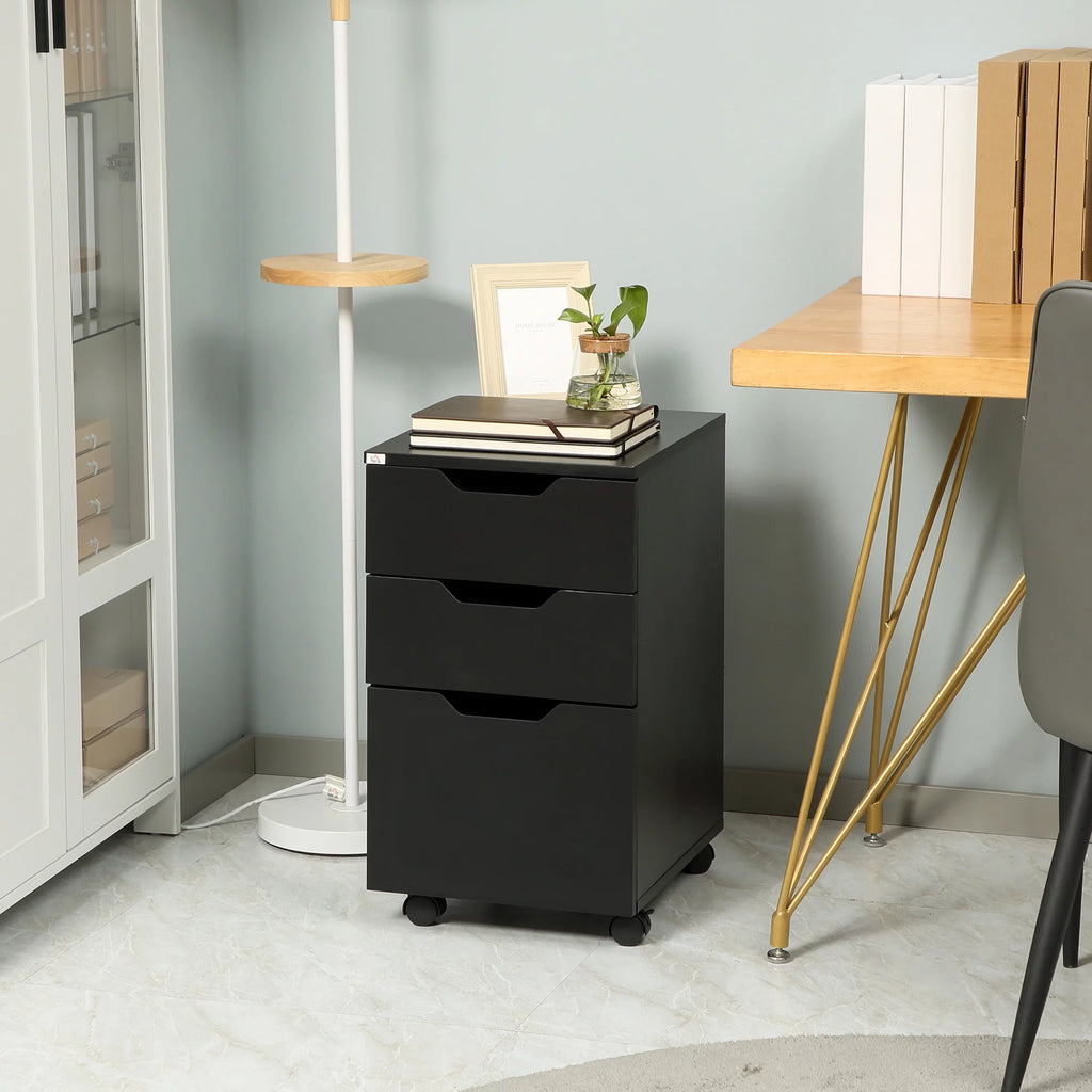 3 Drawer Black Mobile File Cabinet L441266