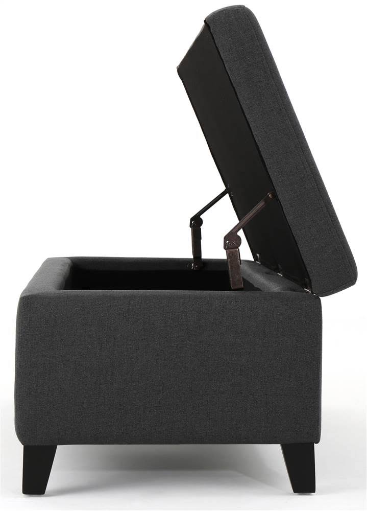 Dark Gray and Dark Brown Storage Ottoman U243