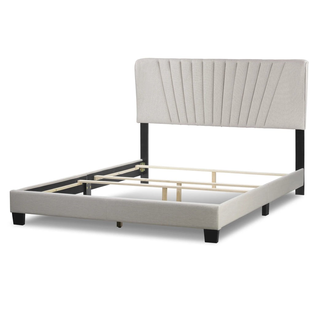 Beige Fabric Queen Bed Y146488