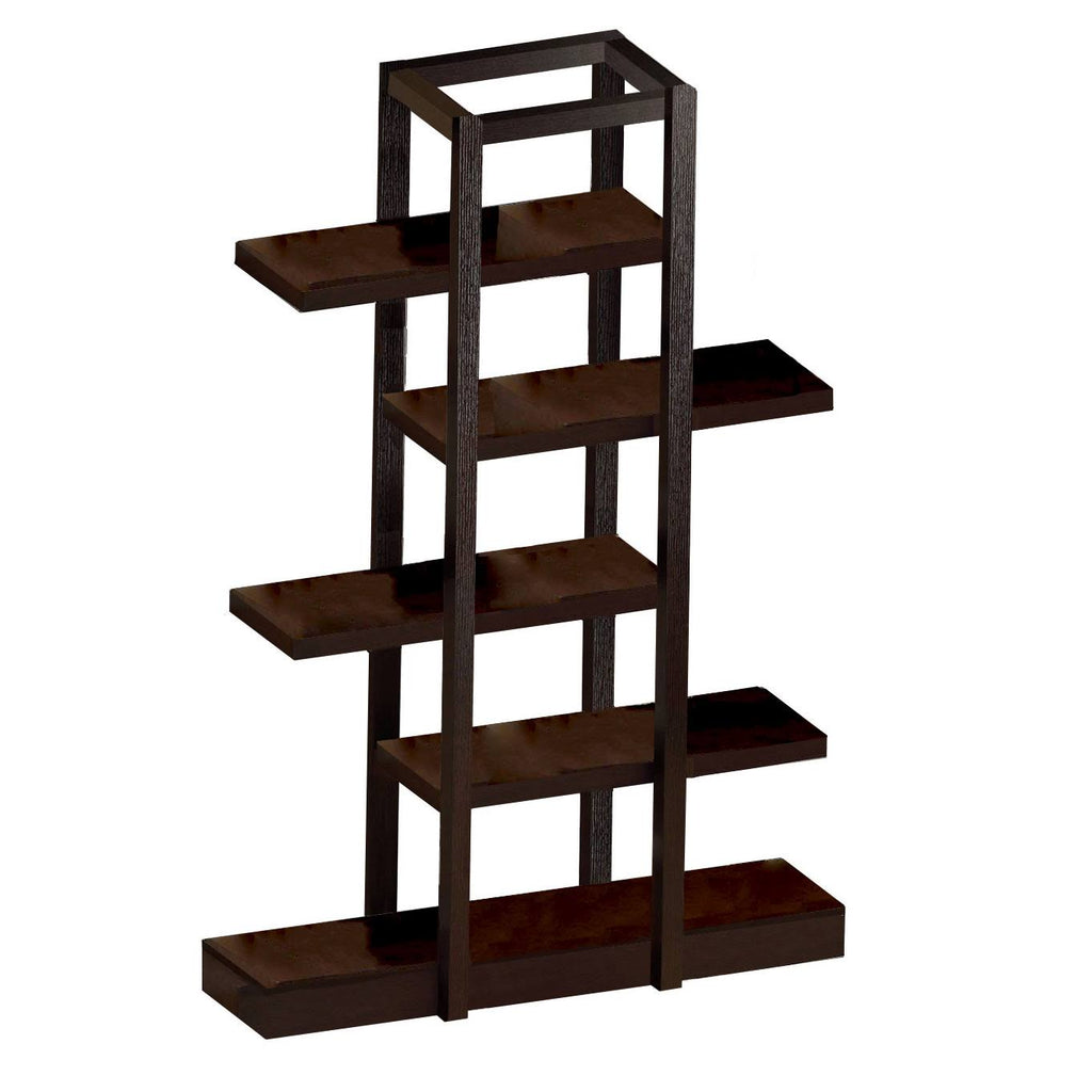 5-Shelf Zigzag Bookcase, Cappuccino T759