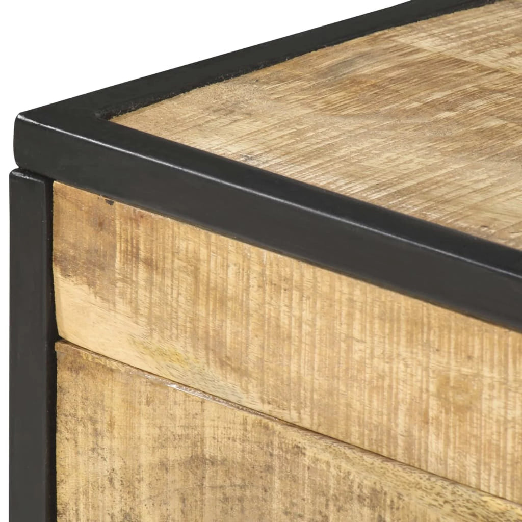 Mango Wood Coffee Table with Flip-up Door and 4 Rolling Wheels W60414