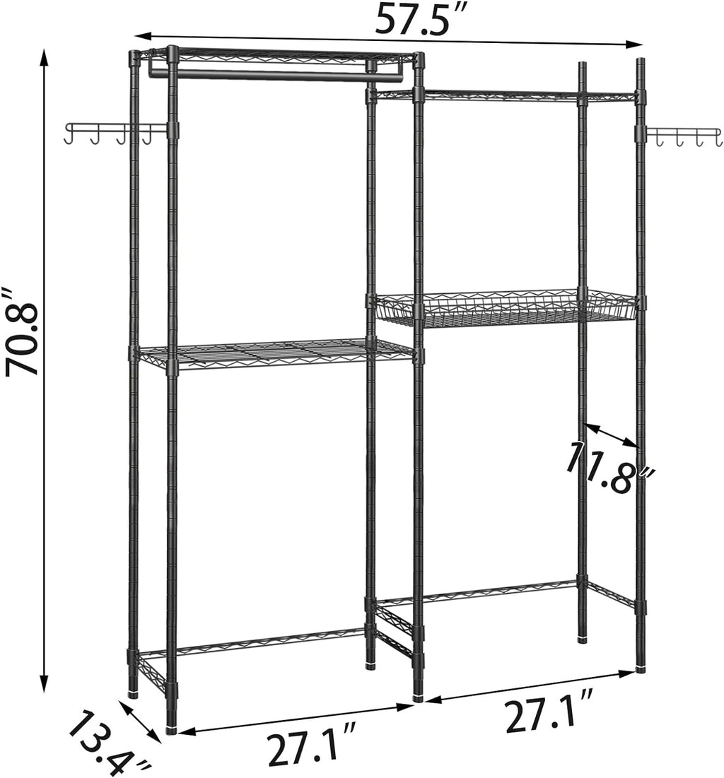Black 4 Tier Clothes Drying Rack with Adjustable Shelves R48587