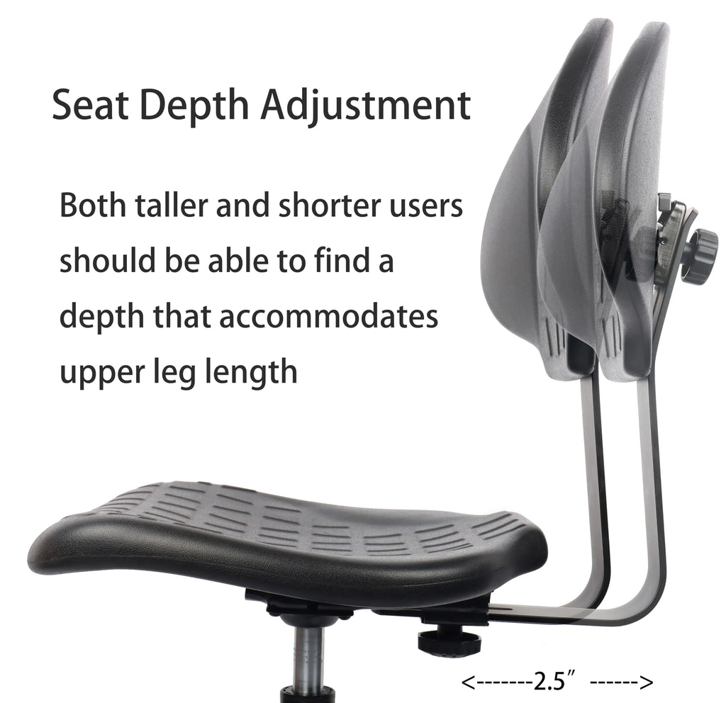 Polyurethane Drafting Lab Stool Chair, 18" Adjustable Footring, 10" Adjustable Height H640