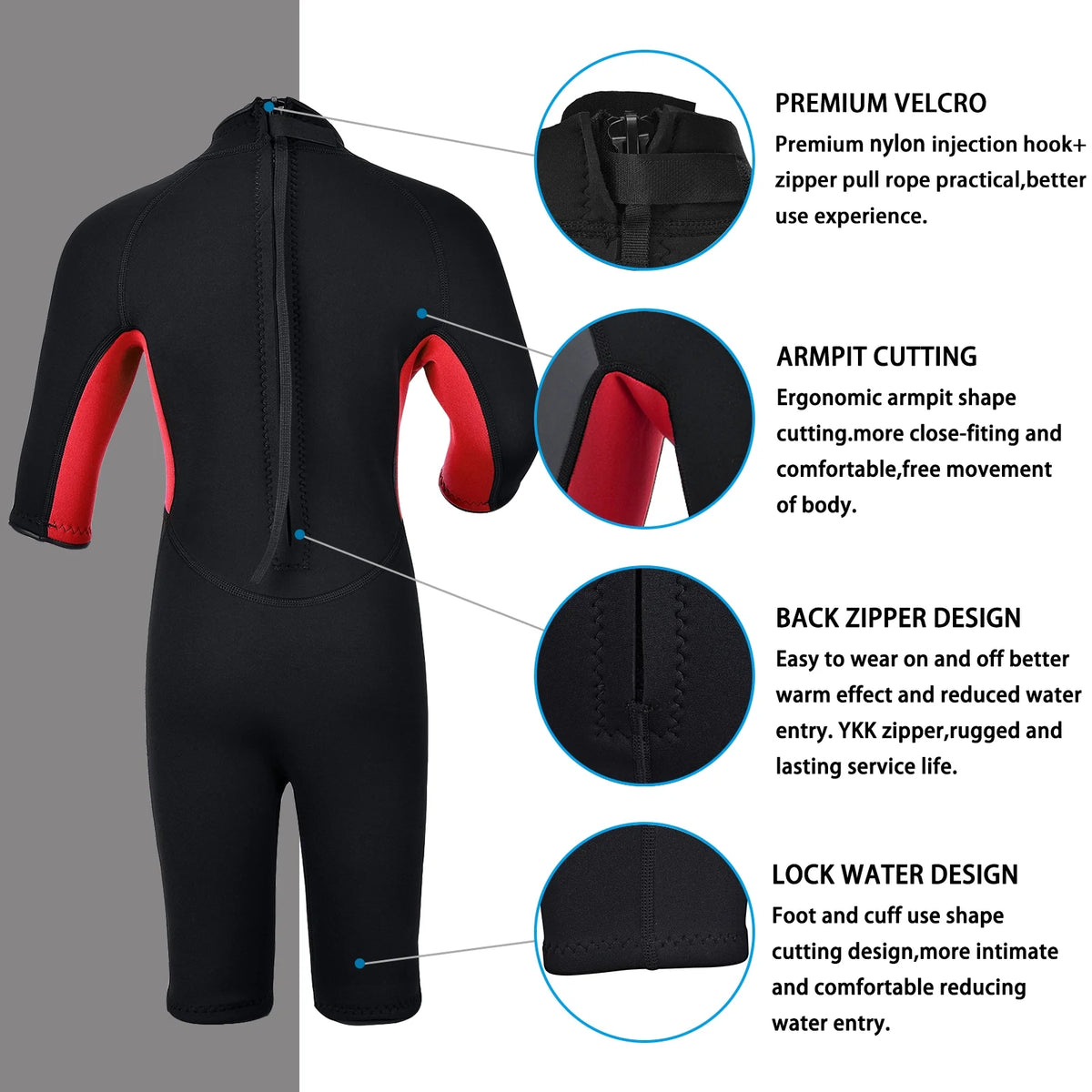 3mm Neoprene Back Zip Kids Wetsuit E601