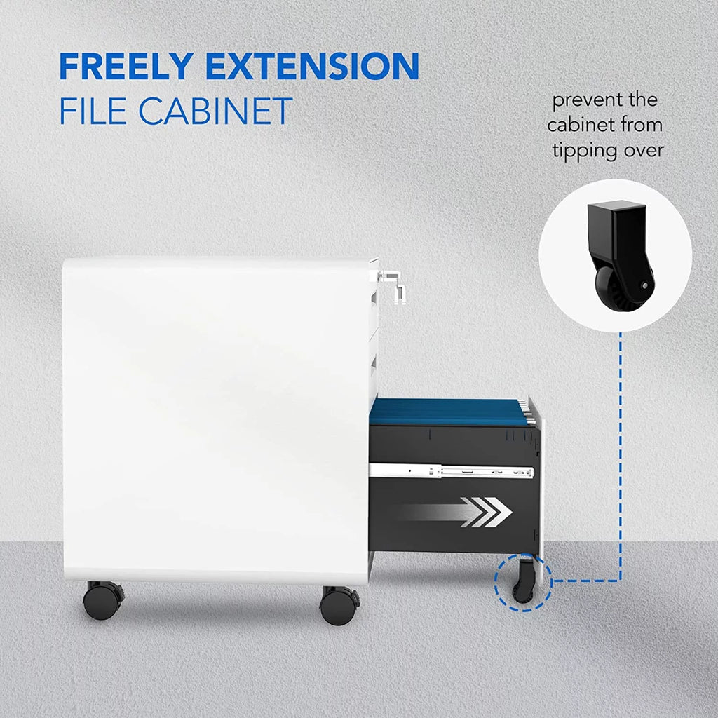 White 3 Drawer Metal File Cabinet with Lock S78348