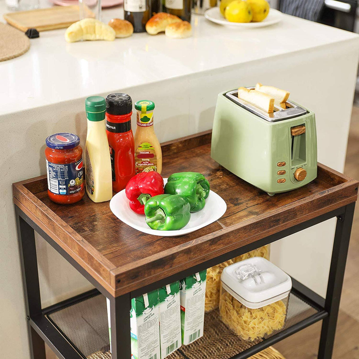 Mesh Shelves Kitchen Cart F435