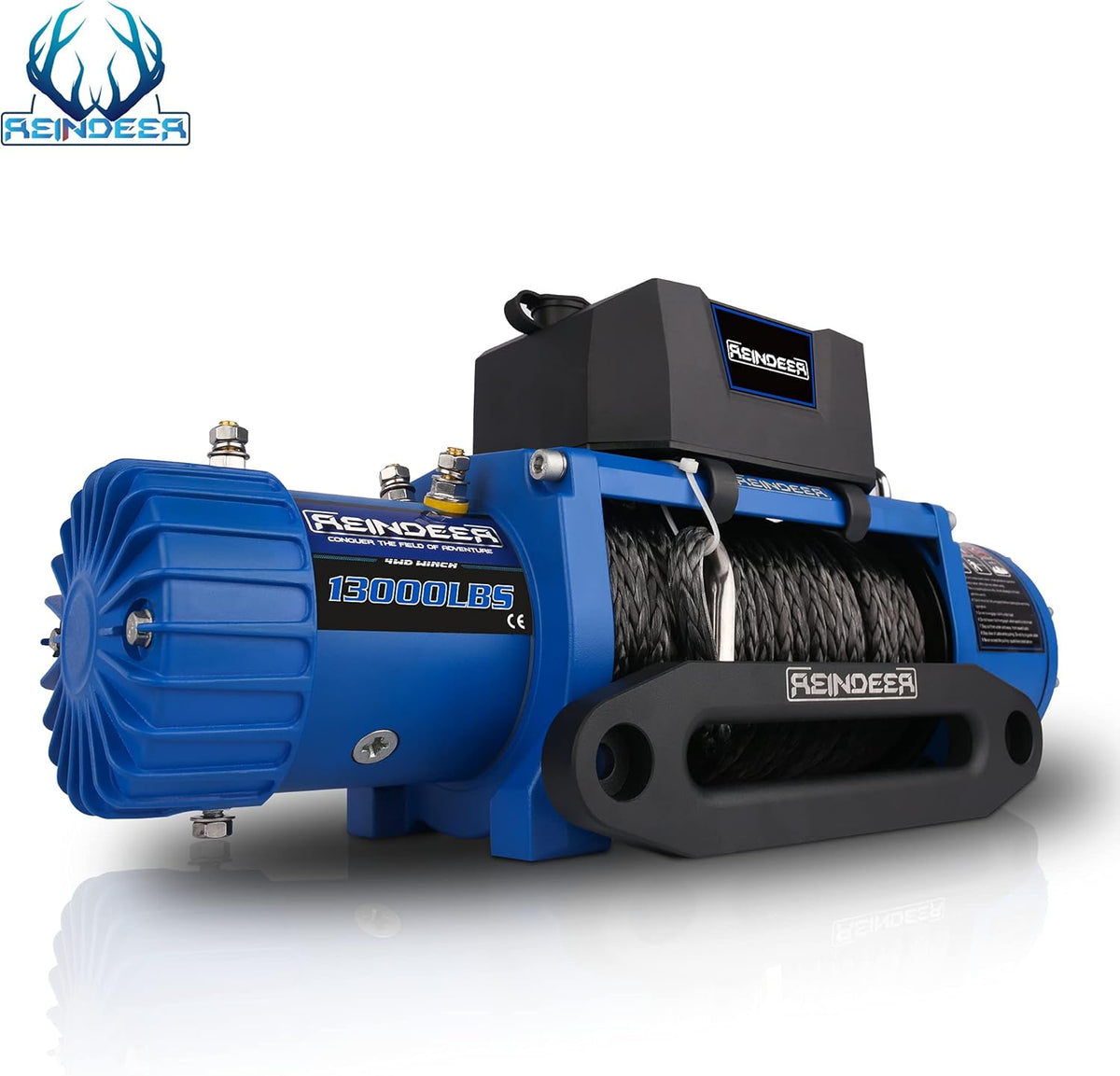 12V 13000 lb Electric Winch Synthetic Rope with Hawse Fairlead Waterproof IP67 A95443
