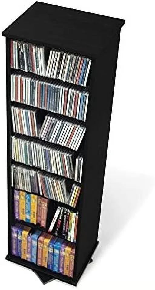 Black 2-Sided CD DVD Media Spinning Storage Tower J707