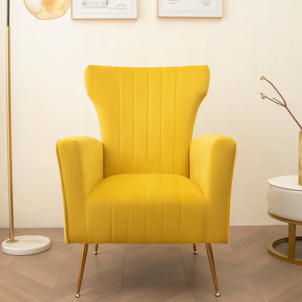 Velvet Wingback Accent Chair with Gold Legs D3295