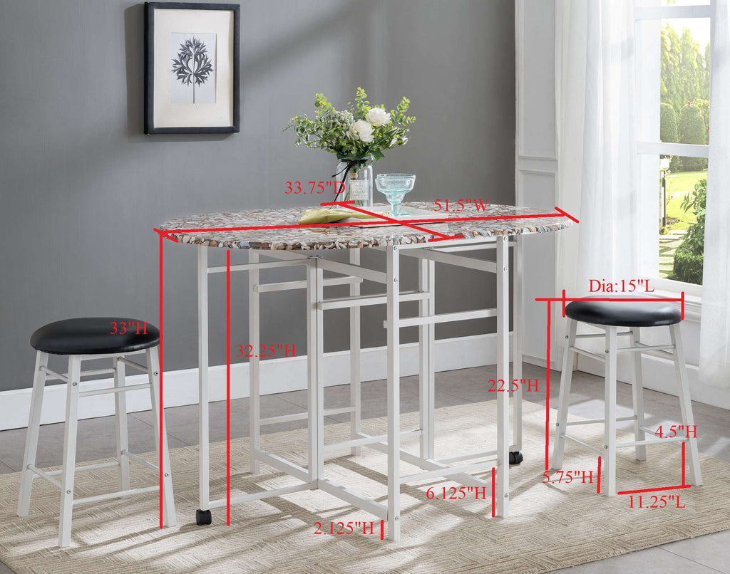 3-Piece Drop Leaf Pub Dinette Set with 2 Stools Z956927