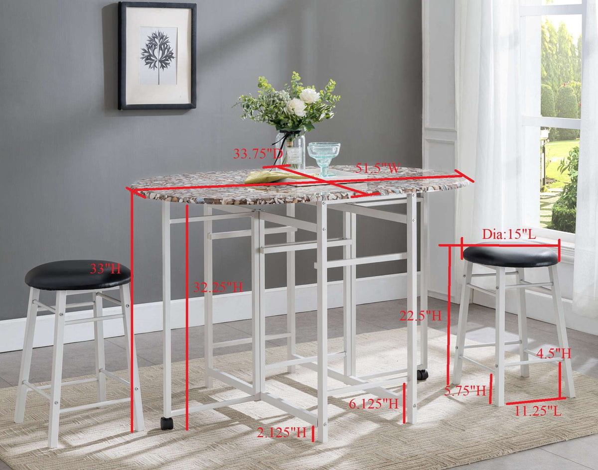 3-Piece Drop Leaf Pub Dinette Set with 2 Stools Z956927