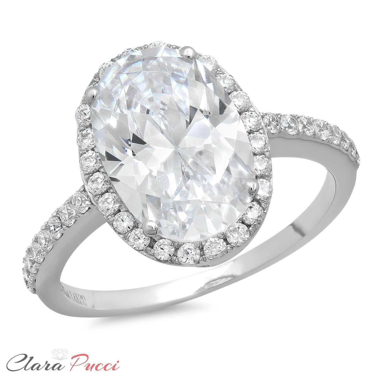 Oval Cut Genuine Cultured Diamond SI1-SI2 I-J 18K White Gold Halo Engagement Ring N602306