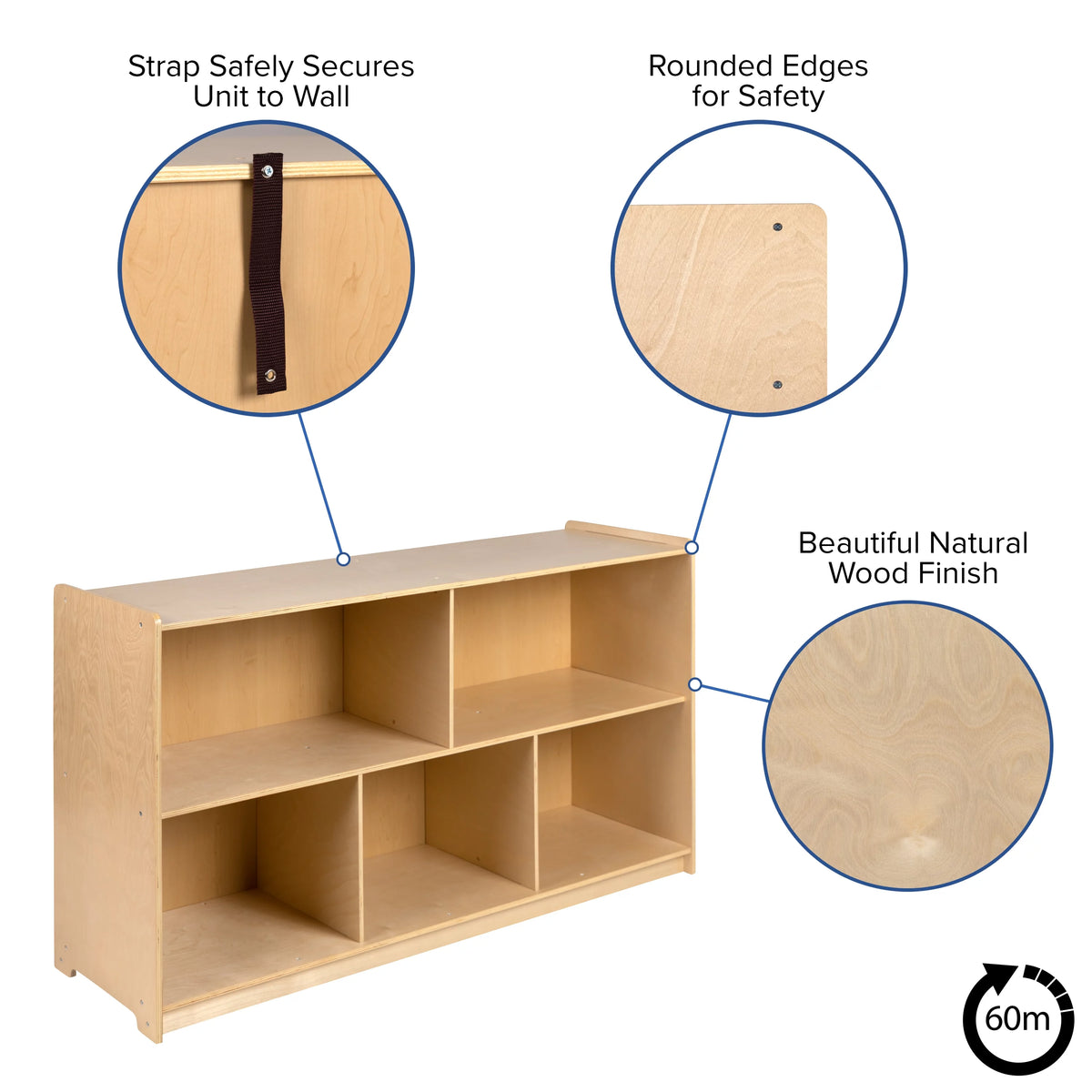 Wooden 5 Section Storage Cabinet Q24064
