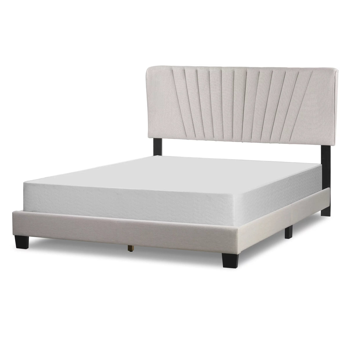 Beige Fabric Queen Bed Y146488