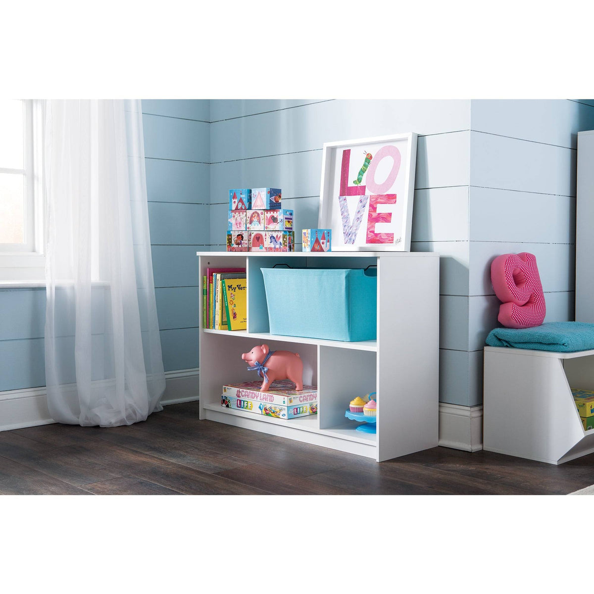 White 2-Tier Offset Bookcase H566262