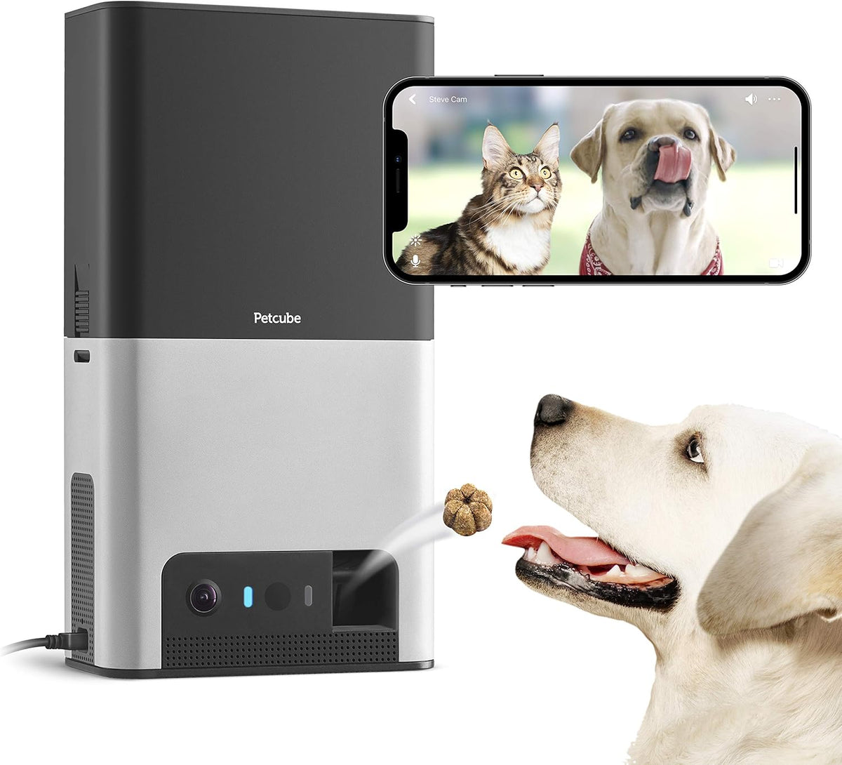 Wi-Fi Pet Camera with Treat Dispenser, 1080p HD Video, 2-Way Audio, Night Vision W244178