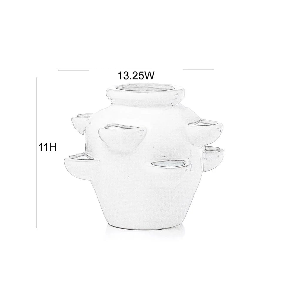 8 Pocket Ceramic Strawberry Planter in White A579