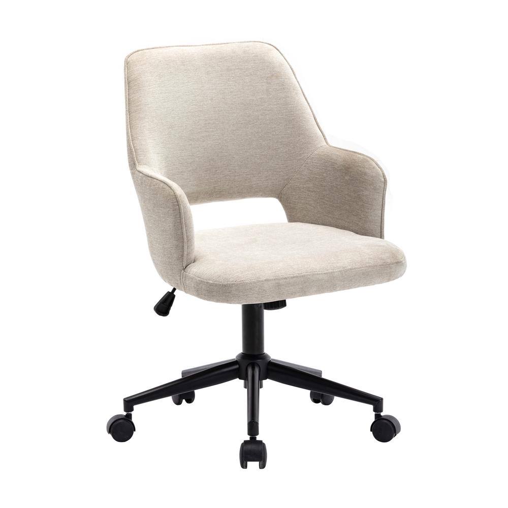 Beige Swivel Velvet Upholstered Office Chair with Adjustable Height M999