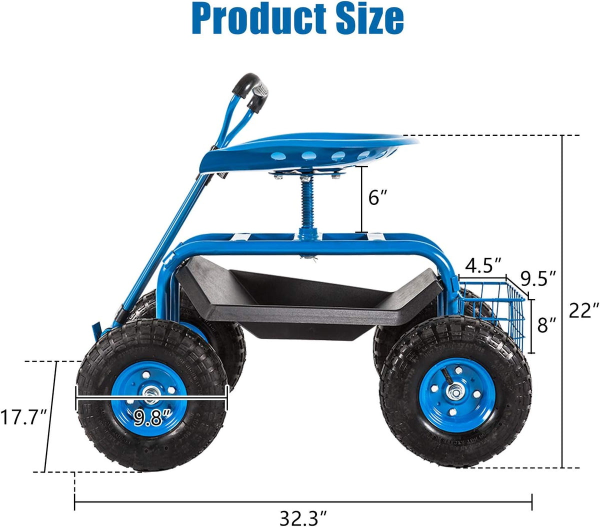 Heavy Duty Rolling Garden Cart with Extendable Steer Handle E912
