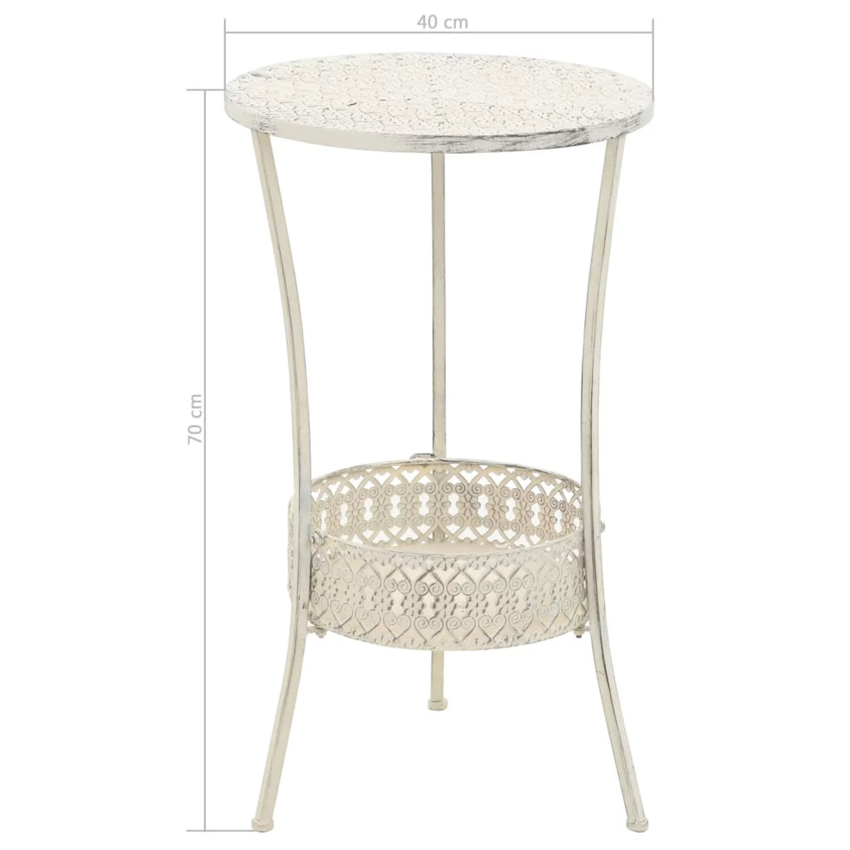 White Glass Metal Round Bistro Table with Storage Basket T172305