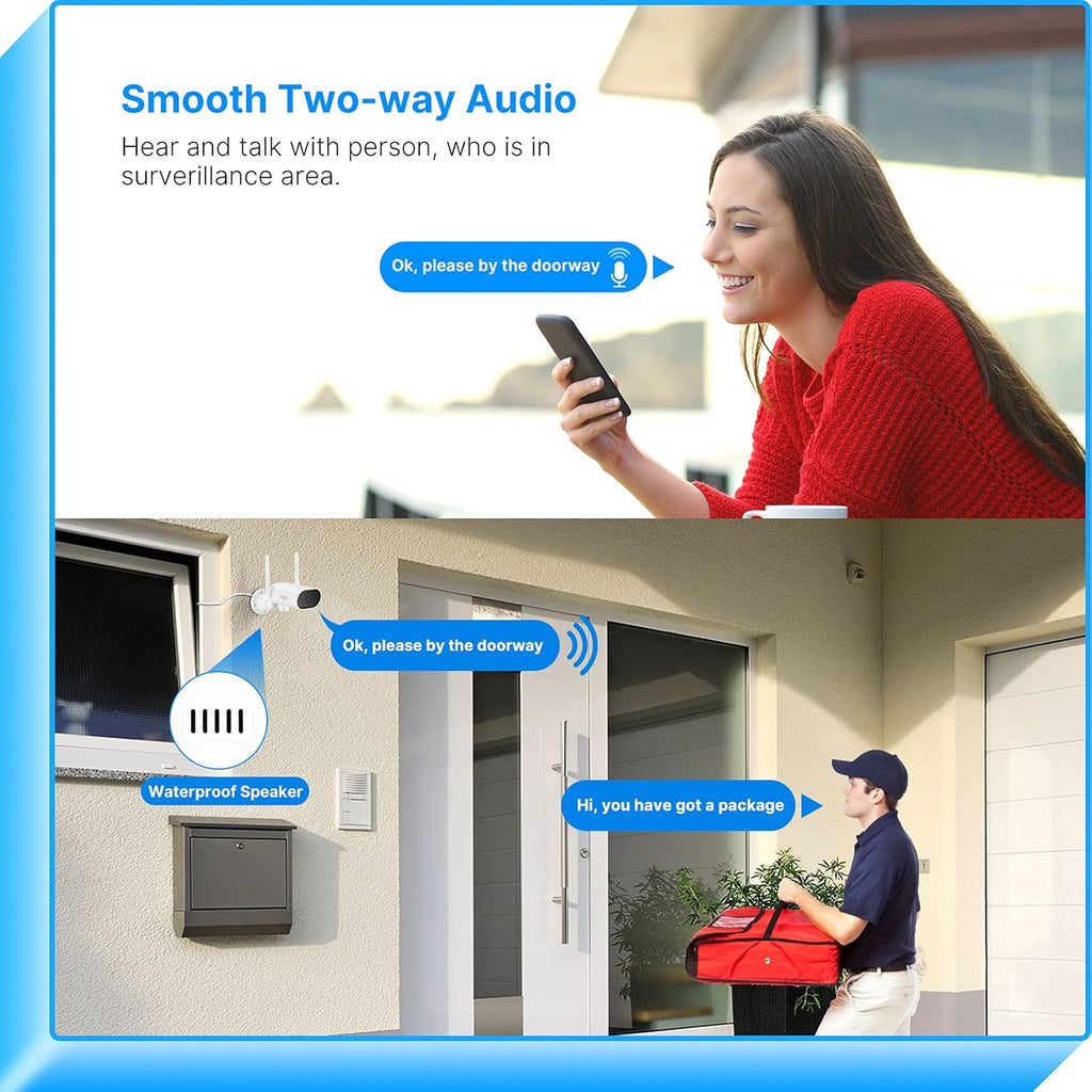 8CH 2K Wireless Security Camera System, 4pcs 180° View Cameras, 1TB Hard Drive A906138