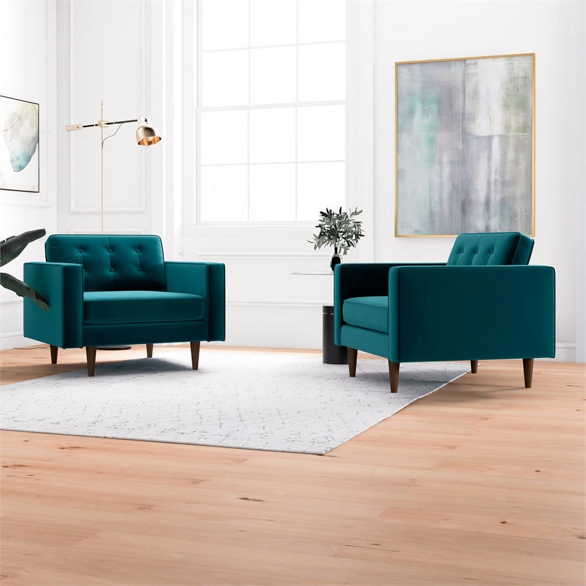 Turquoise Velvet Lounge Chair (Set of 2) K464
