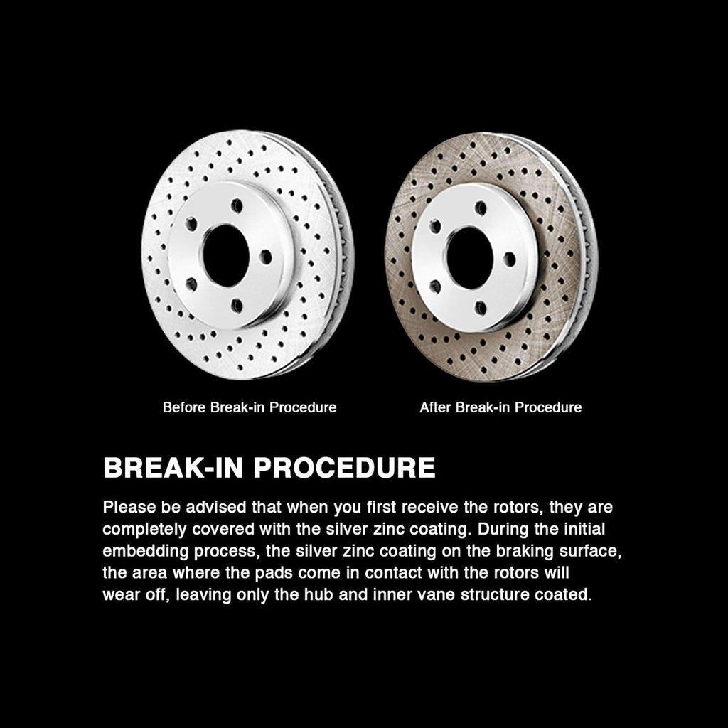 Rear Silver Zinc Cross Drilled Brake Rotors Kit + Semi-Metallic Brake Pads J746870