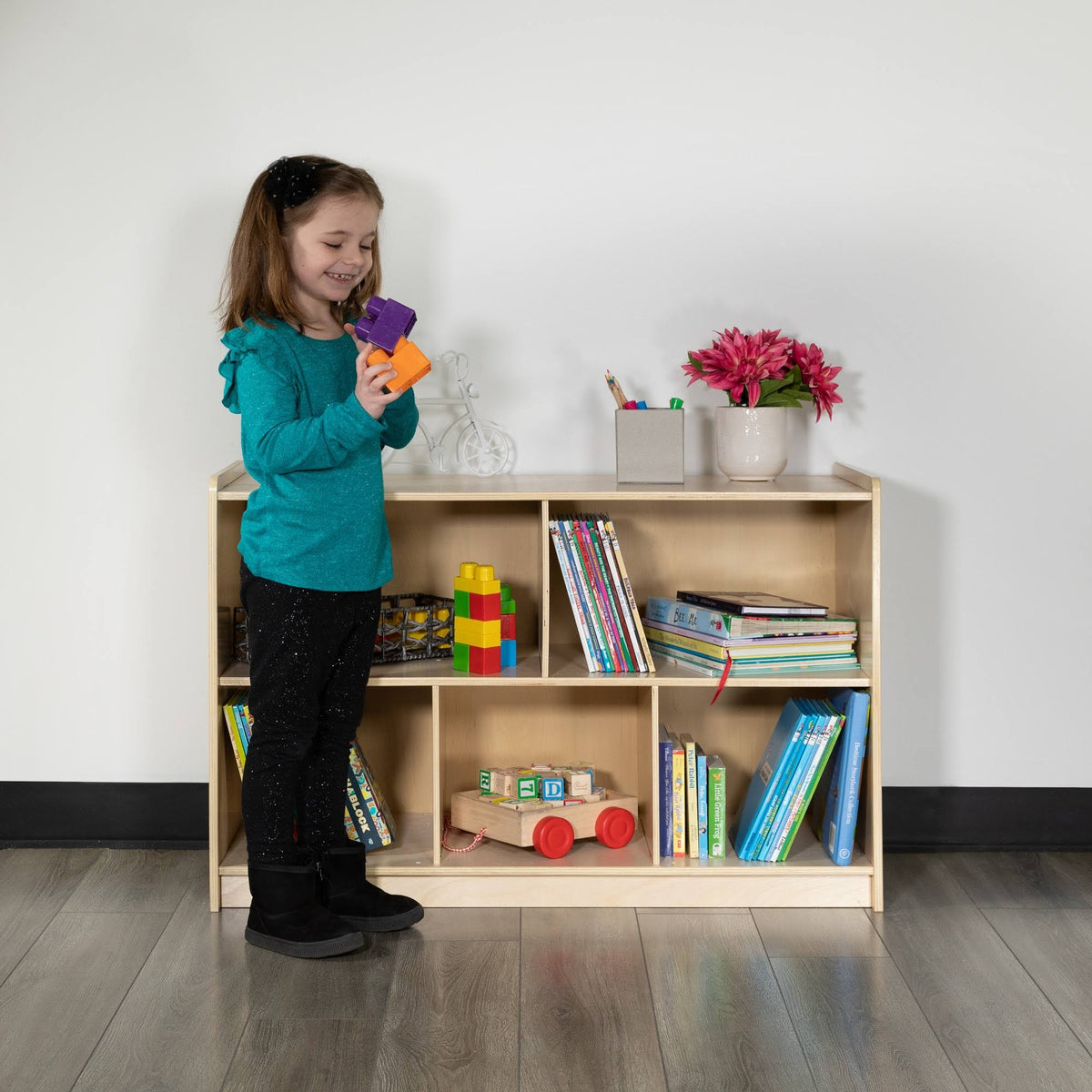 Wooden 5 Section School Classroom Storage Cabinet D9944