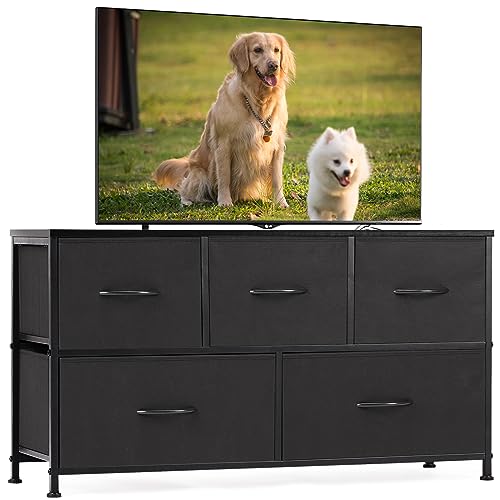 Brown 5 Drawer Fabric Dresser Z34989