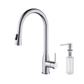 Chrome Pull Out Single Level Kitchen Faucet with Sprayer and Soap Dispenser F4931